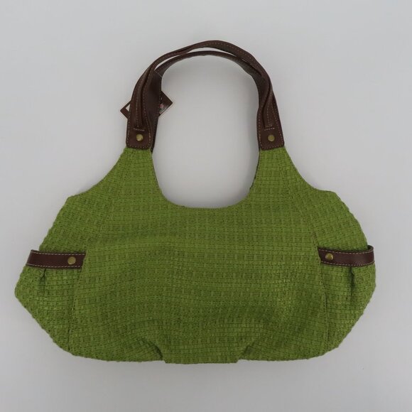 Y2K Relic Green Tweed Faux Brown Leather Hobo Shoulder Handbag Purse Bag NEW NWT - Picture 8 of 12
